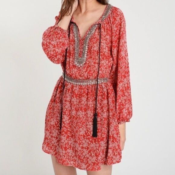 THE KOOPLES Sunrise Embellished Bohemian‎ Mini Dress Sz 2 - Picture 1 of 4
